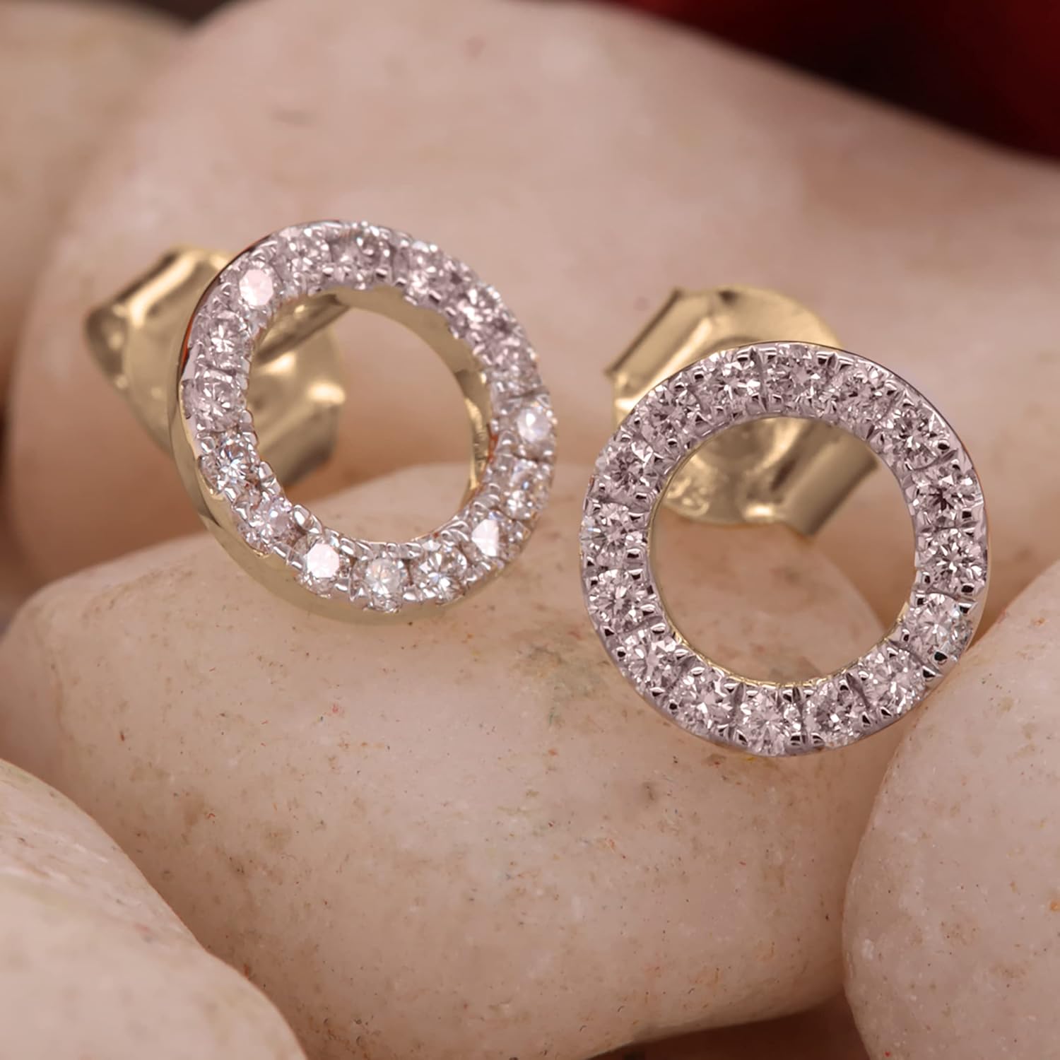 Dazzlingrock Collection Round White Natural Diamond Open Circle Stud Earrings for Women (0.33 ctw, Color I-J, Clarity I1-I3) in Real Solid Gold