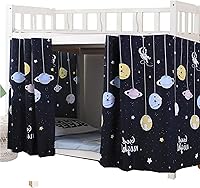 Vista 8 de Navhao 2 paneles, cortinas de litera inferior, de tela, para estudiantes, cortinas de sombreado para cama individual, 45.3 x 78.7 pulgadas