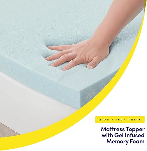 Miniatura 4 de Cubrecolchón tamaño individual de 3 pulgadas con infusión de gel de espuma viscoelástica certificada CertiPUR US, mejora la calidad del sueño con