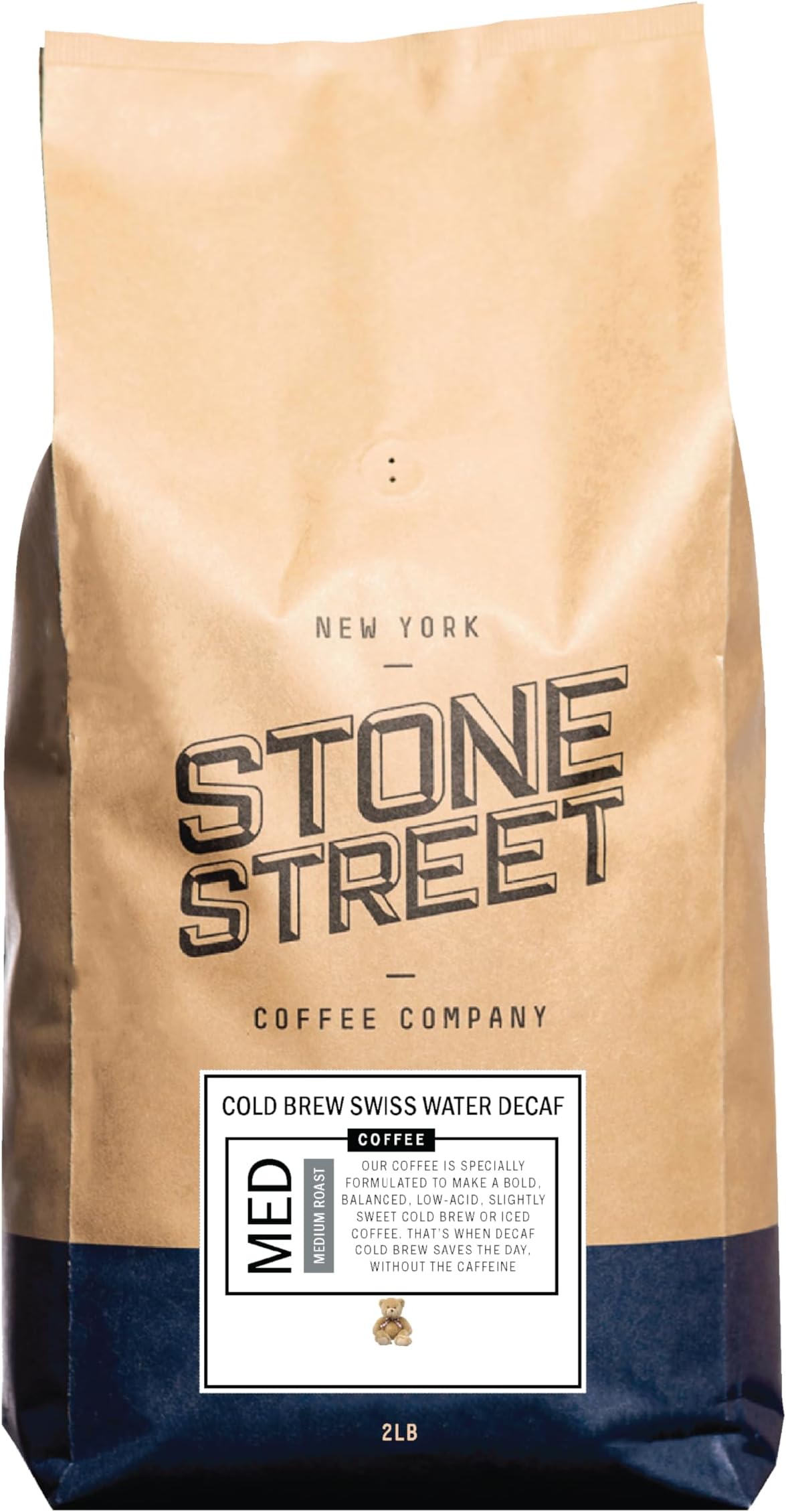 Stone Street Decaf Coffee Beans, Swiss Water Process Naturally Decaffeinated Coffee, Medium Roast, Whole Bean, 2 LB