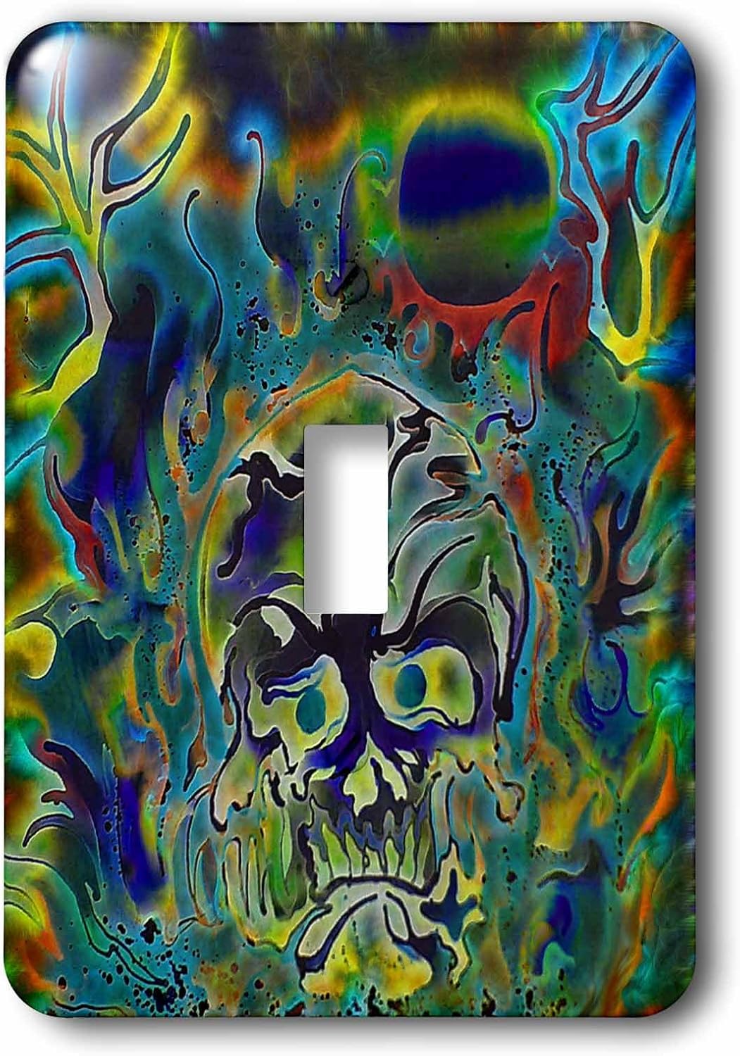 3dRose LLC lsp_116258_1 Trippy Colors Fire Skull Goth Fantasy Abstract Digital Art Single Toggle Switch