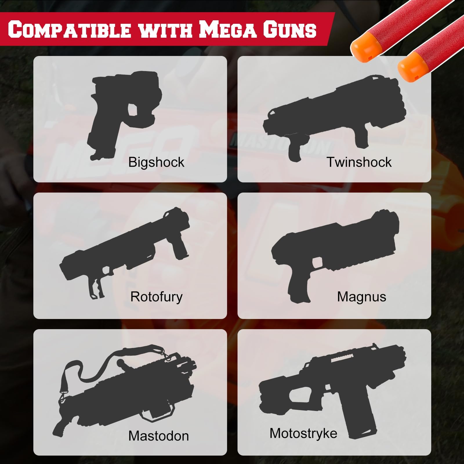 Mega Darts ricariche per Mega Guns, 120 freccette in schiuma rosse (9,5 x 2 cm)