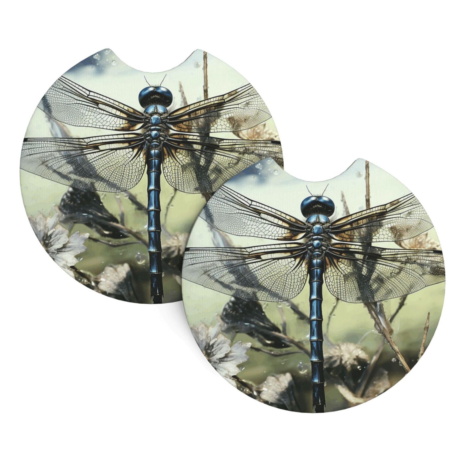 2 Pack Car Coaster for Cup Holders Modern Dragonfly Car Cup Coaster 2.7" Neoprene Non-Slip Automotive Cup Mat Universal Auto Car Interior Accessories for Women Men Cup Pad