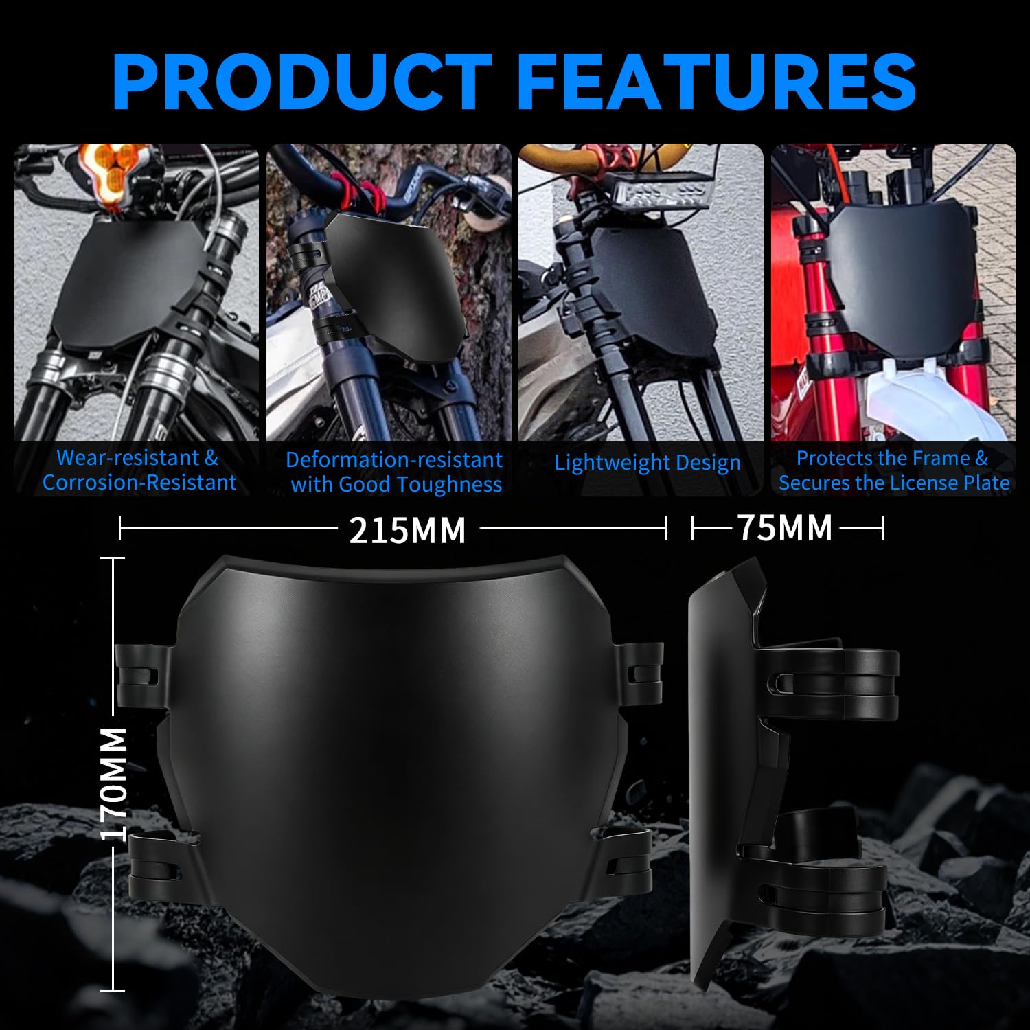 Motorrad Nummernschild,Kennzeichenhalter Motorrad Vorne Nummernschild Halterung für Surron Light Bee/Talaria Sting/X160 X260/Eride Pro S SS SR Ebike Minibikes Schwarz