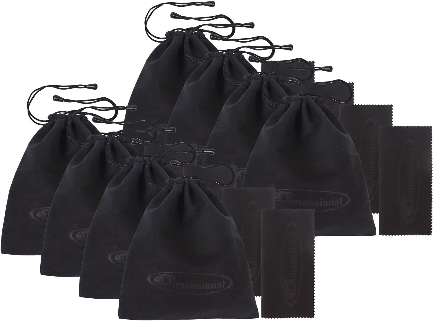 eDimensional 8 PACK eD 3D Glasses Storage Bag STEALTH BLACK Case Compatible with SAMSUNG 3D Glasses and all other active 3-D Glasses with NON FOLDABLE Arms - includes microfiber cleaning cloth!