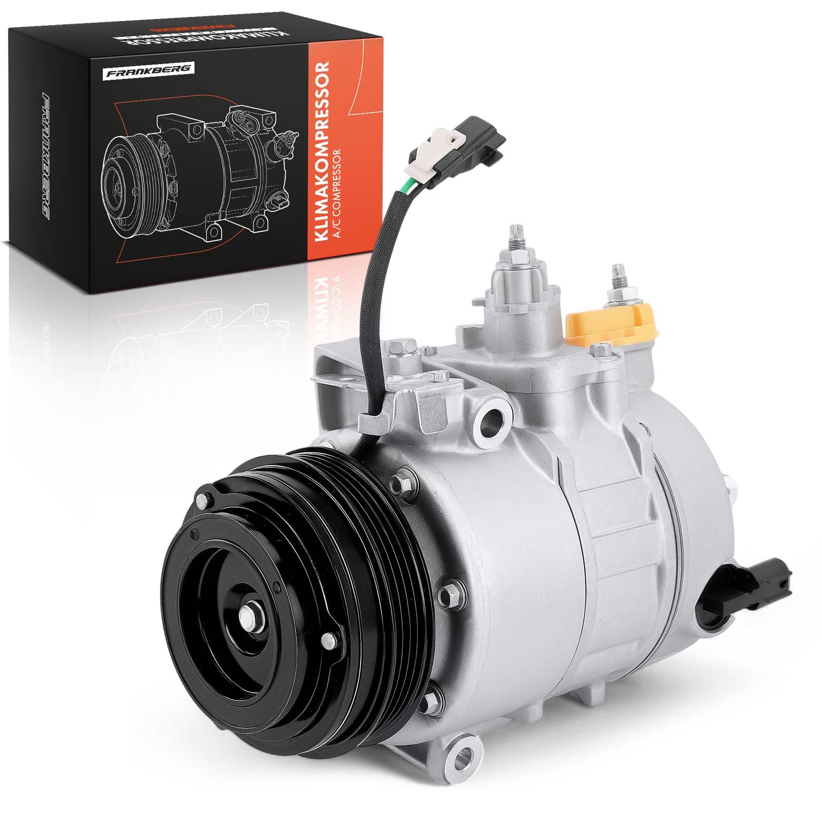 Frankberg Air Conditioning Compressor with Clutch Petrol Compatible with Mondeo V Hatckback CE/CD Mondeo V Turnier CF S-Max CJ WA6 Replace# DG9H19D629CBincl. pre-mixed oil