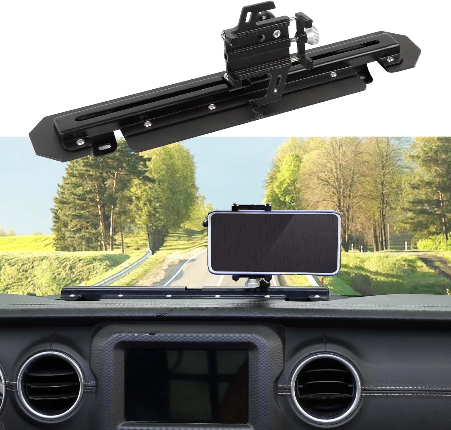 Jimen Cell Phone Holder Dash Mount Compatible with Jeep Wrangler JL JLU Gladiator JT 2018-2023