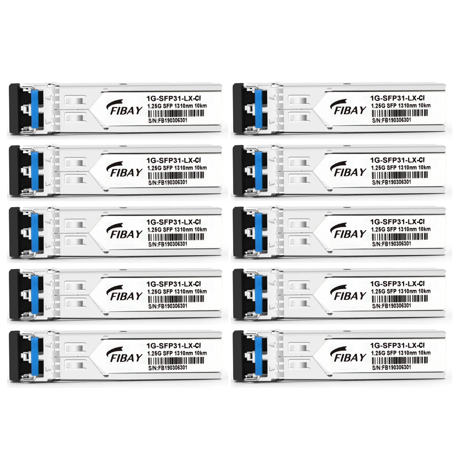 1000BASE-LX/LH SFP Optical Transceiver Module Compatible with Cisco GLC-LH-SMD GLC-LH-SM SFP-GE-L 1G SFP 1310nm 20km DDM Duplex LC SMF 10 Pack