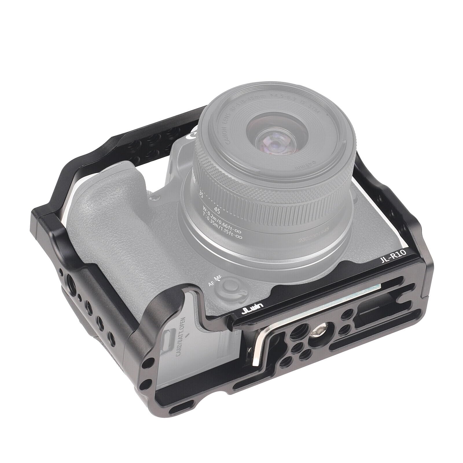 Hersmay R10 Jaula para cámara Canon EOS R10 Movie Making Vlogging Rig estabilizador con fijación de 1/4" y orificio de grabación Arri de 3/8"
