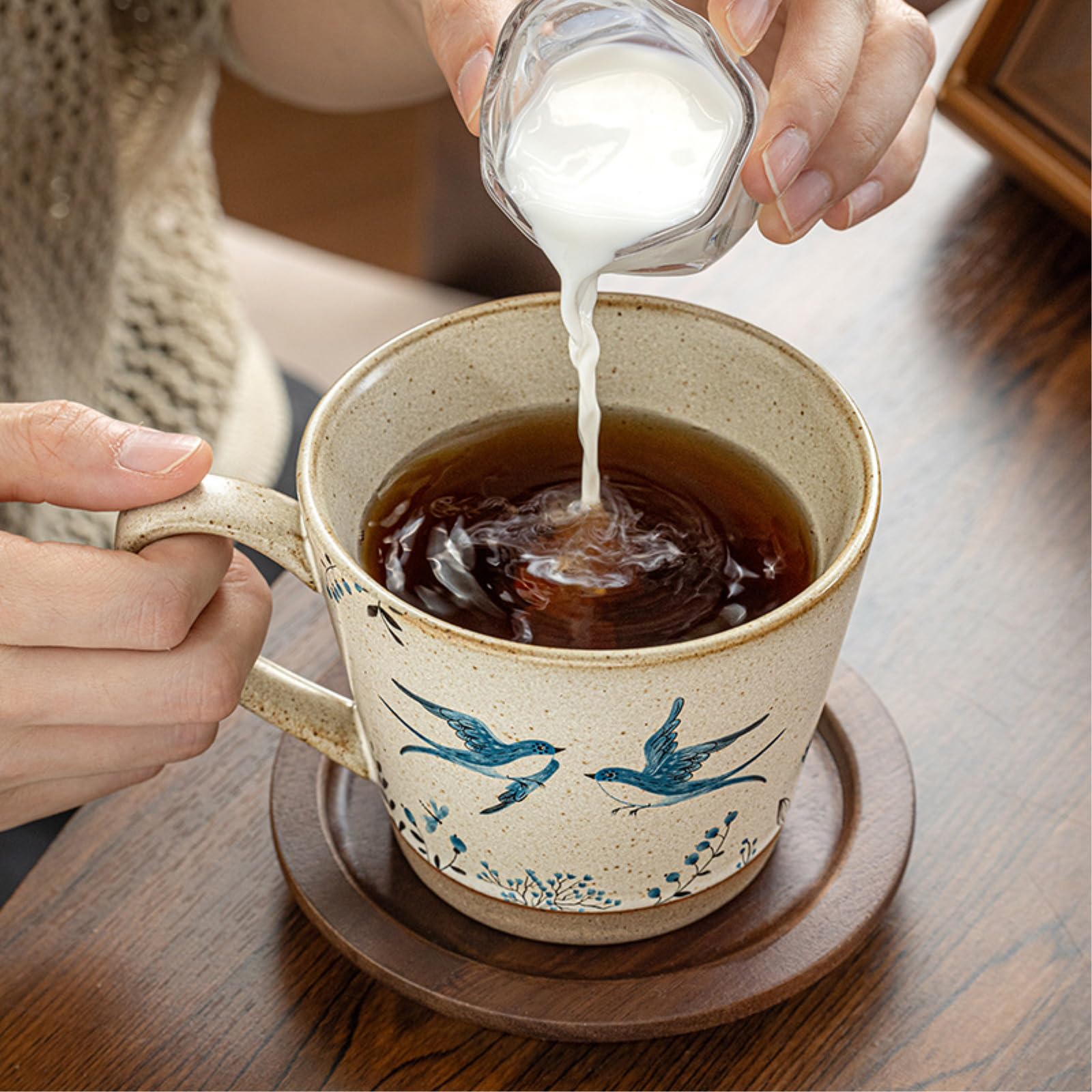 Taza de café de 435 ml, taza de desayuno de oficina, tipo V