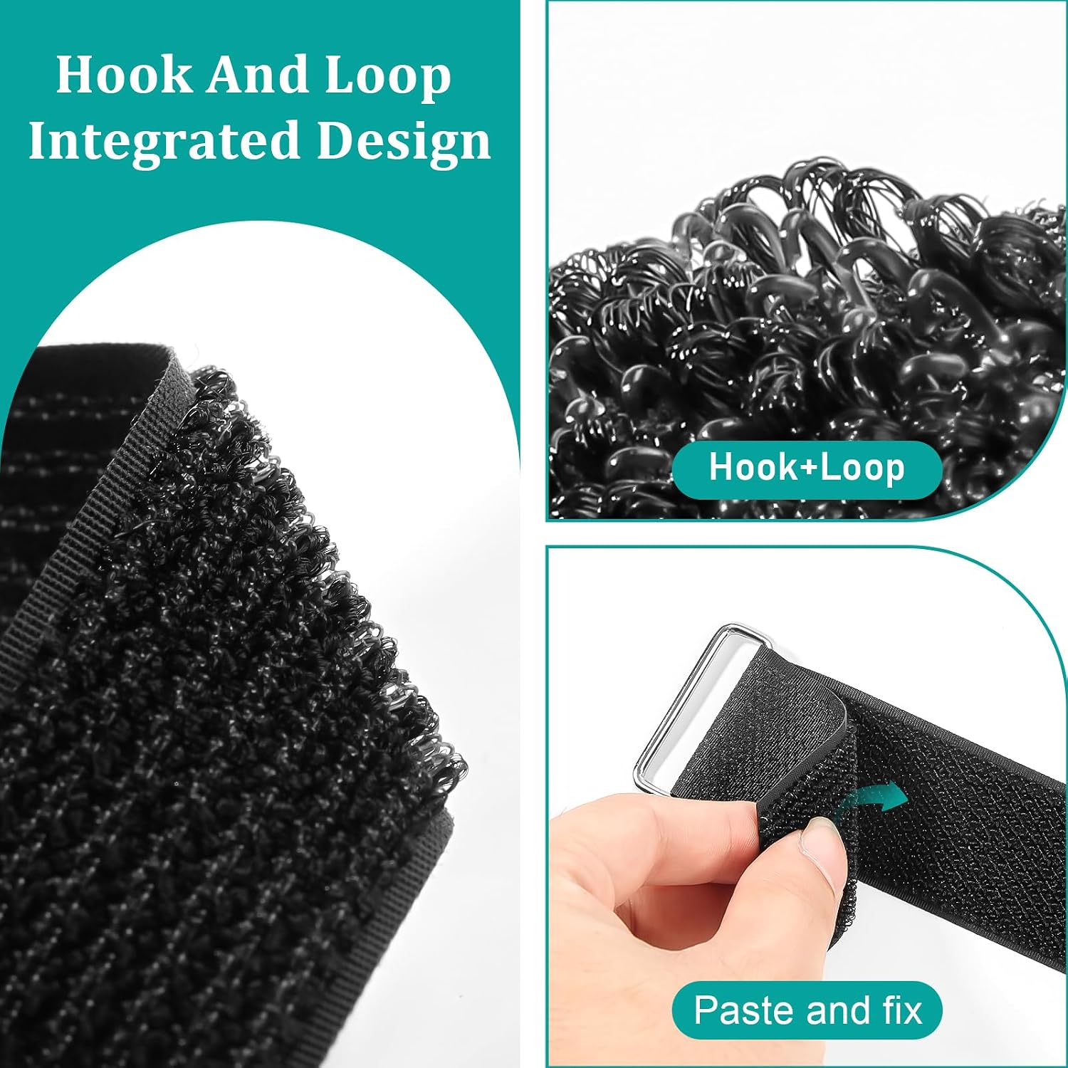 20ft x 1.5 Inch Hook And Loop Straps Black,Adjustable Reusable Fastening Cable Straps With 40 Metal And Plastic Buckles image 3
