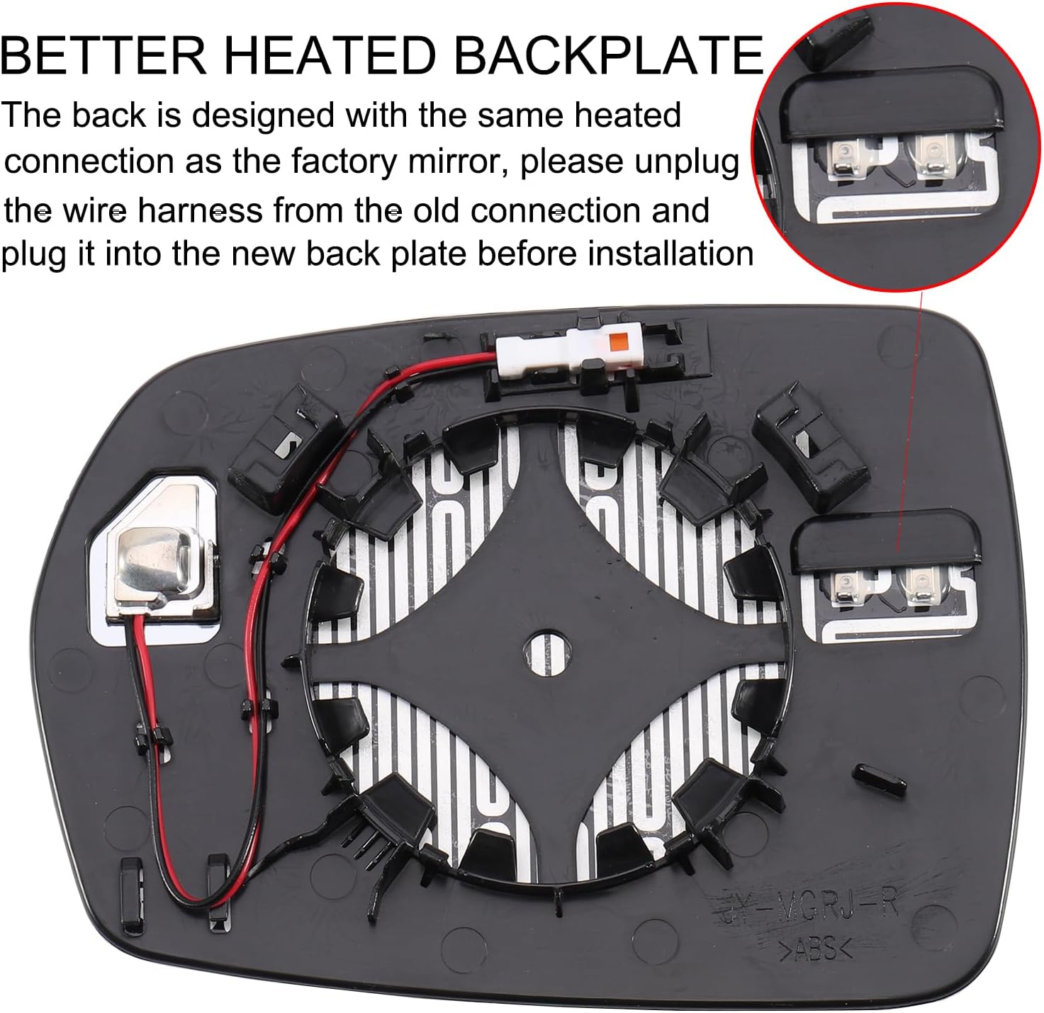 Passenger Side Mirror for 2015 2016 2017 2018 2019 2020 2021 Ford Edge with BSD Heated Passenger Side Mirror Glass Replacement w/o Auto Dimming