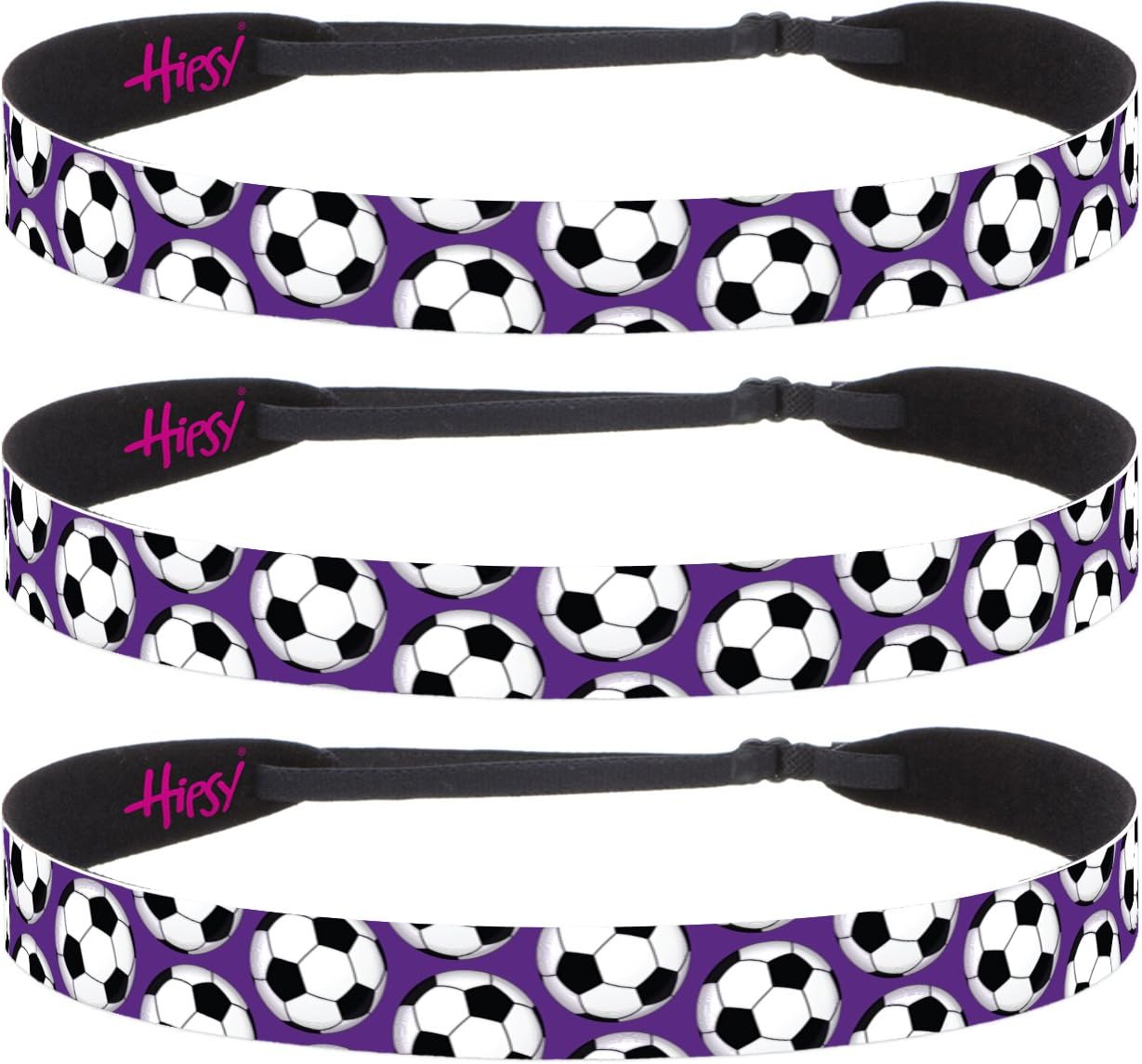 Hipsy Women's Adjustable NO Slip Purple Soccer Headbands
