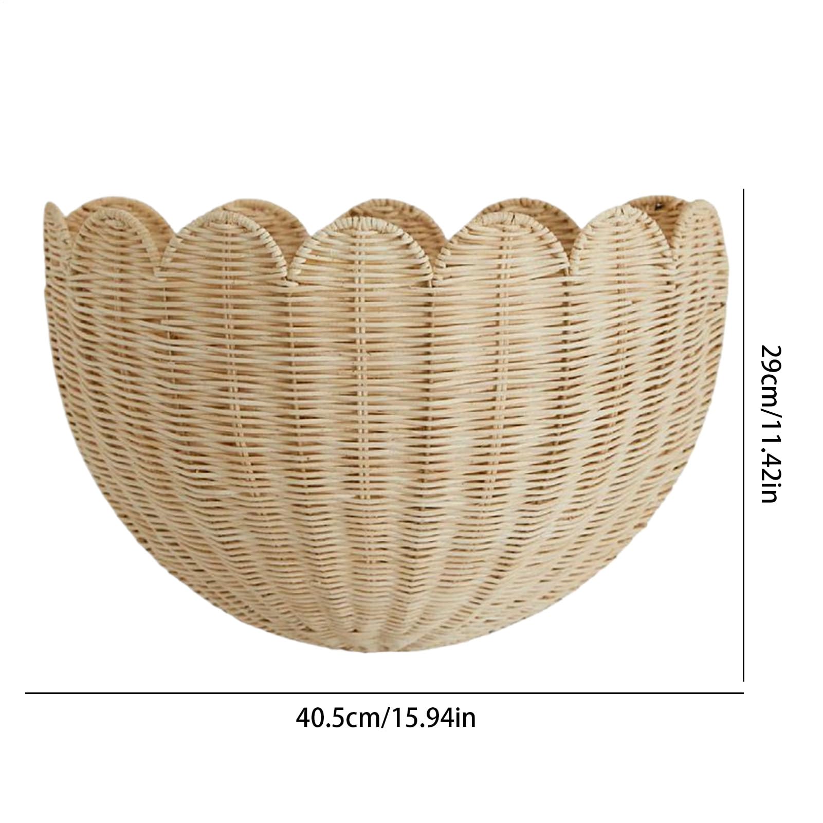 Cesta De Pared Ratán Tejida Almacenamiento Festoneado Ahorraespacio | Cesto Mural Organizador Almacenaje Colgante Decorativo para Salón, Estudio, Cuarto Infantil, Dormitorio, Baño,