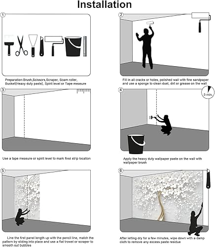 Miniatura 7 de Bormia - Mural de pared de árbol de flores 3D con cuerpo de árbol dorado, calcomanías de pared para sala de estar, dormitorio, habitación de niños,