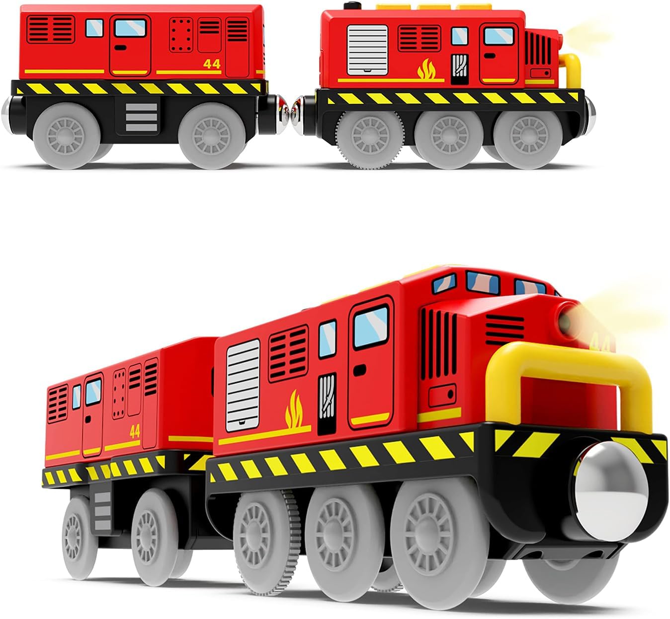 Paporich Train Toys Battery Operated Locomotive Train Without Track, Motorized Train for Toddlers with Magnetic Connection, Compatible with Thomas, Brio, Chuggington, Melissa (Batteries not Included)
