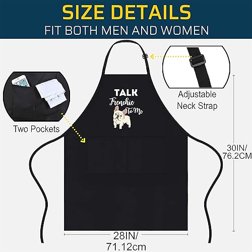 Miniatura 4 de Delantal para perro – Divertido delantal francés con texto en inglés "talk to me" Dog Dad - Delantal de cocina de bulldog francés, decoración de