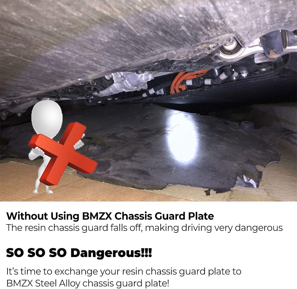 BMZX Front Skid Plate for Tesla Model 3 (2017-2025 & Model Y (2020-2025) Under Engine Guard Front Skid Plate Chassis Guard Plate Splash Shield Cover All Weather Heavy Duty Protection