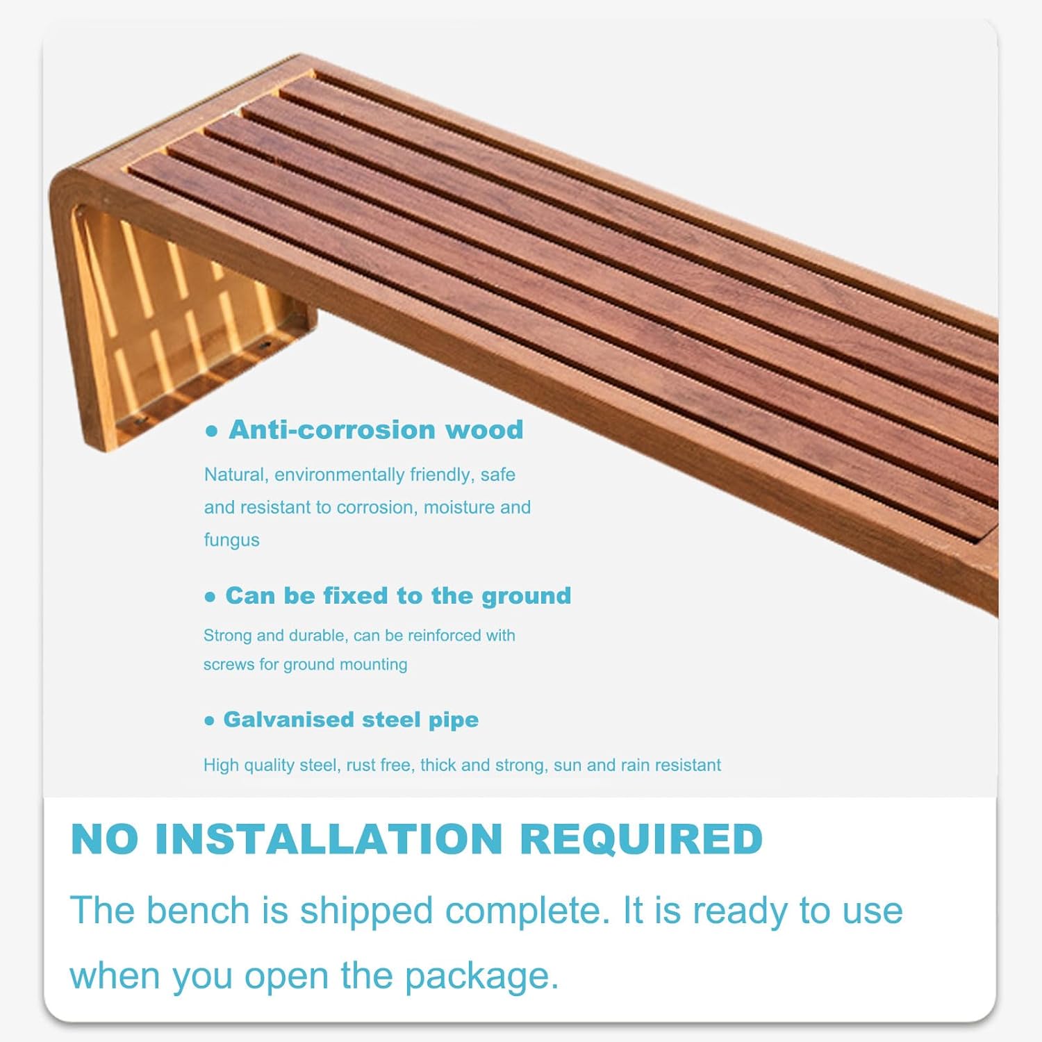 Outdoor Bench Metal Garden Bench Outside Bench Weatherproof Backless Patio Benches 100/120/150/180cm Metal Frame for Garden Porch Park A 100x40x45cm