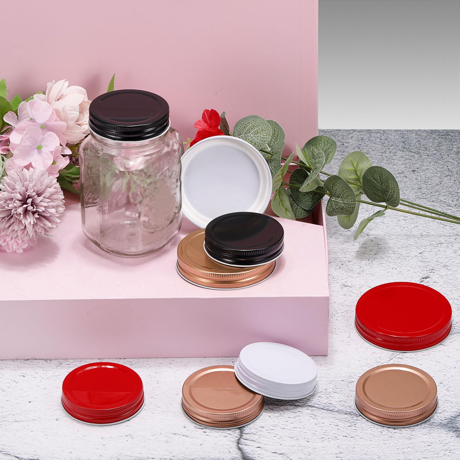 QUARKZMAN 42pz Coperchi per Barattoli Mason Jar 70mm/2,76" Tappi Nero
