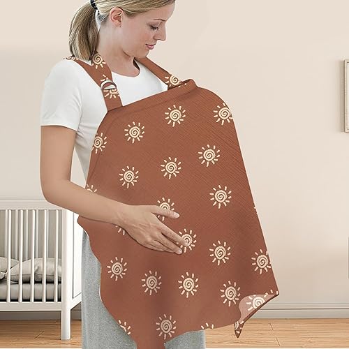 Vista 28 de UHINOOS Funda de lactancia para mamá lactancia, cubierta de lactancia de privacidad para bebé, algodón transpirable con aro ajustable para madre
