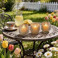 Vista 3 de Juego de velas LED recargables sin llama, cristal transparente, cera real, parpadeo blanco cálido, control remoto y temporizador, decoración