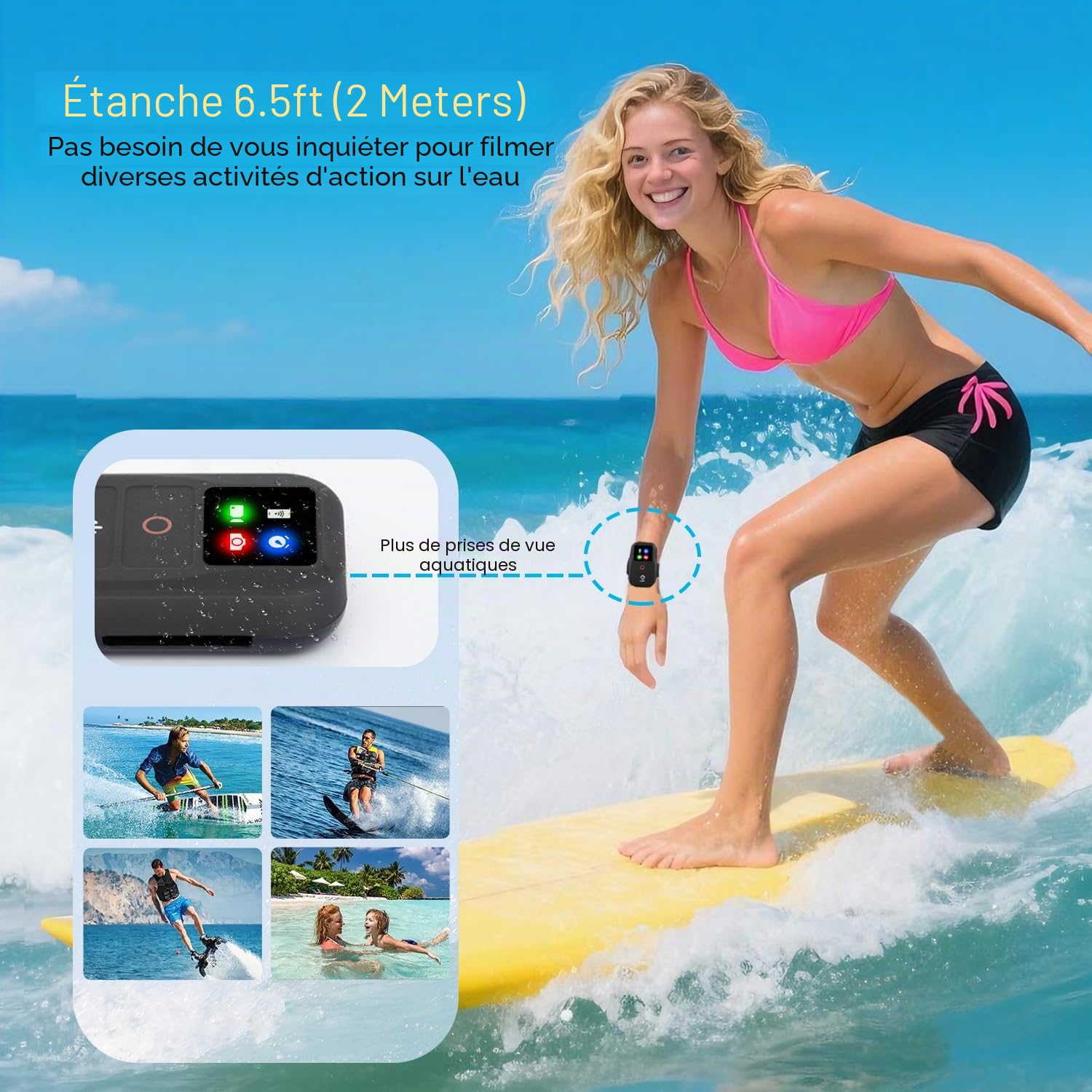 Suptig Télécommande sans fil pour GoPro Hero 13/12/11/10/9/8 noir, GoPro Max, téléphone, batterie rechargeable intégrée