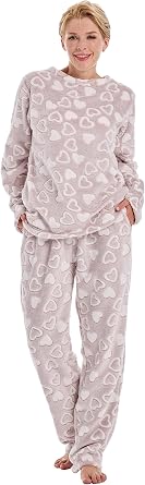 Fleece Pajama Sets For Women 2 Piece Womens Soft Pajama Sets Printed Loungewear Sleepwear