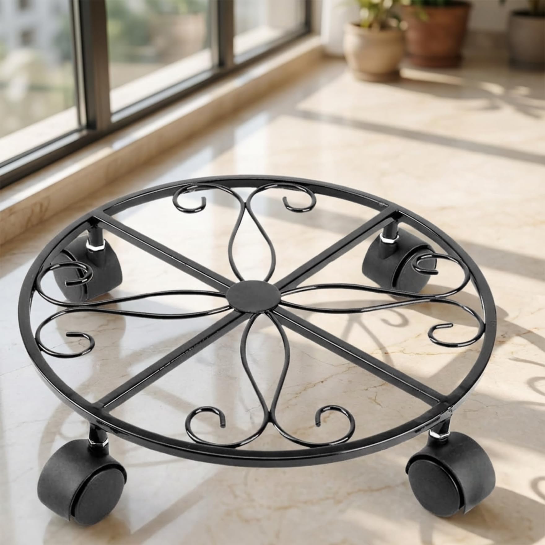 Cast Iron Plant Caddy - Rolling Stand for Pots -14