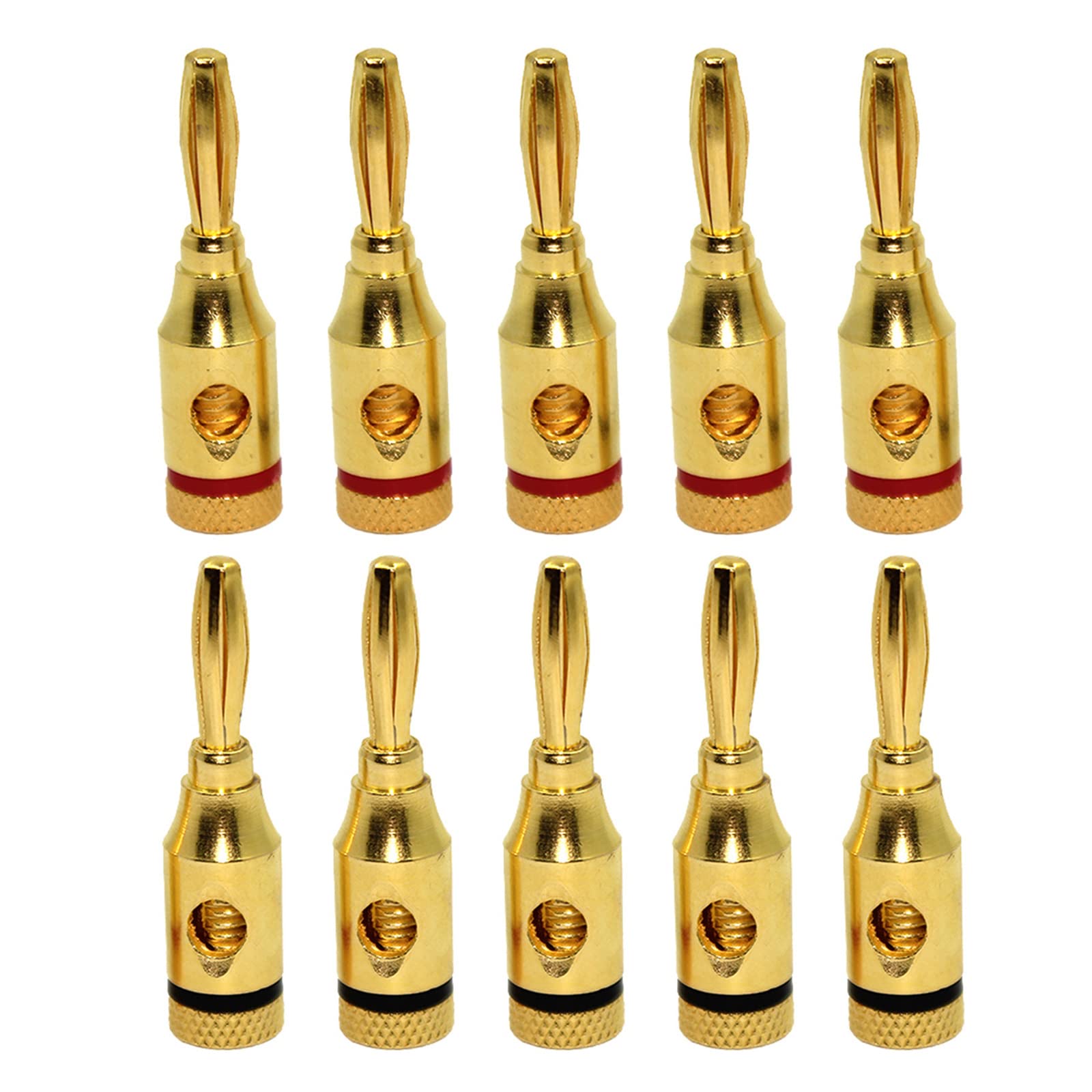 10 Pieces Speaker Banana Plugs Open Screw Type Home Theater Connector Plated Plugs Easy to Use