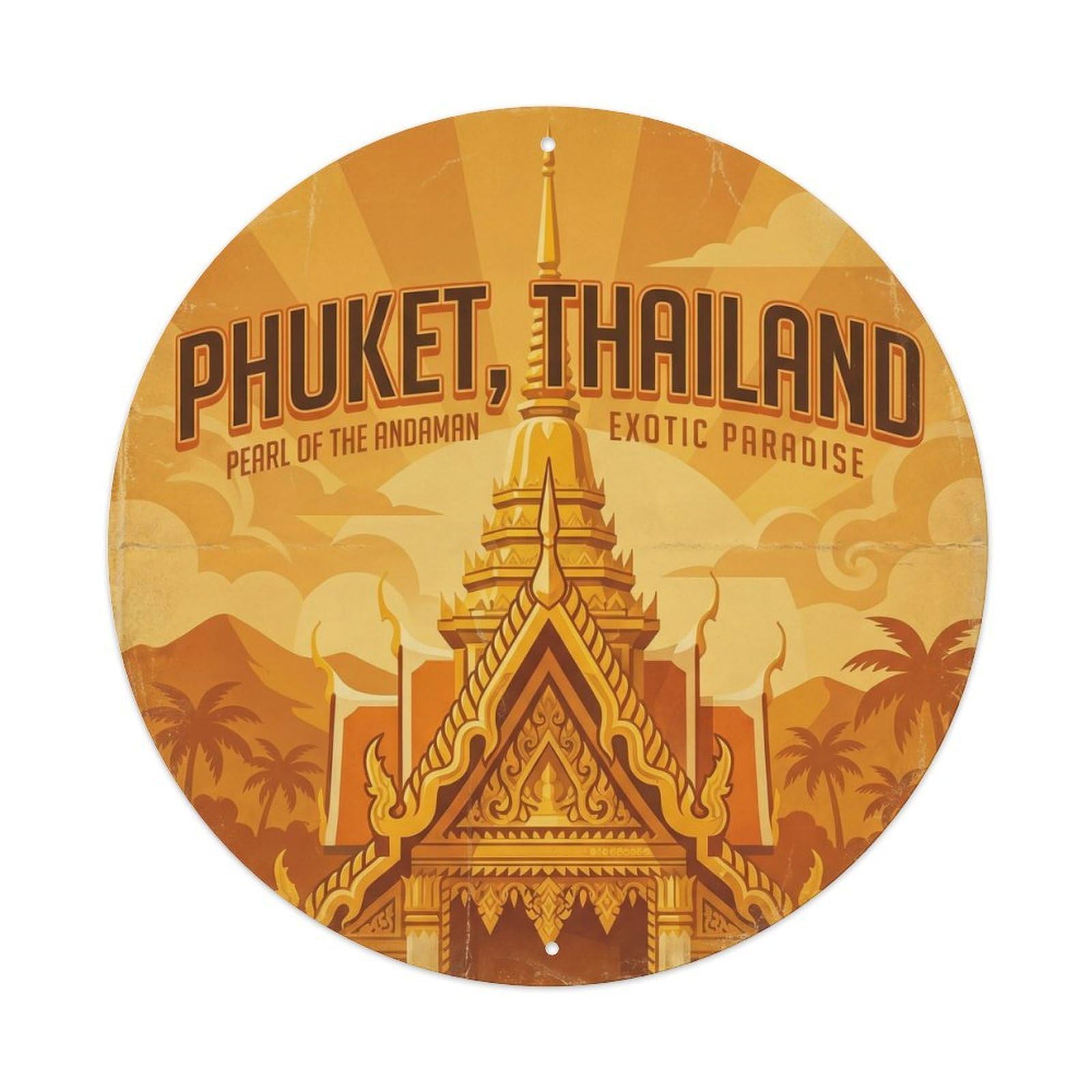 Phuket Temple Island Culture Religious Landmark Metal Tin Sign