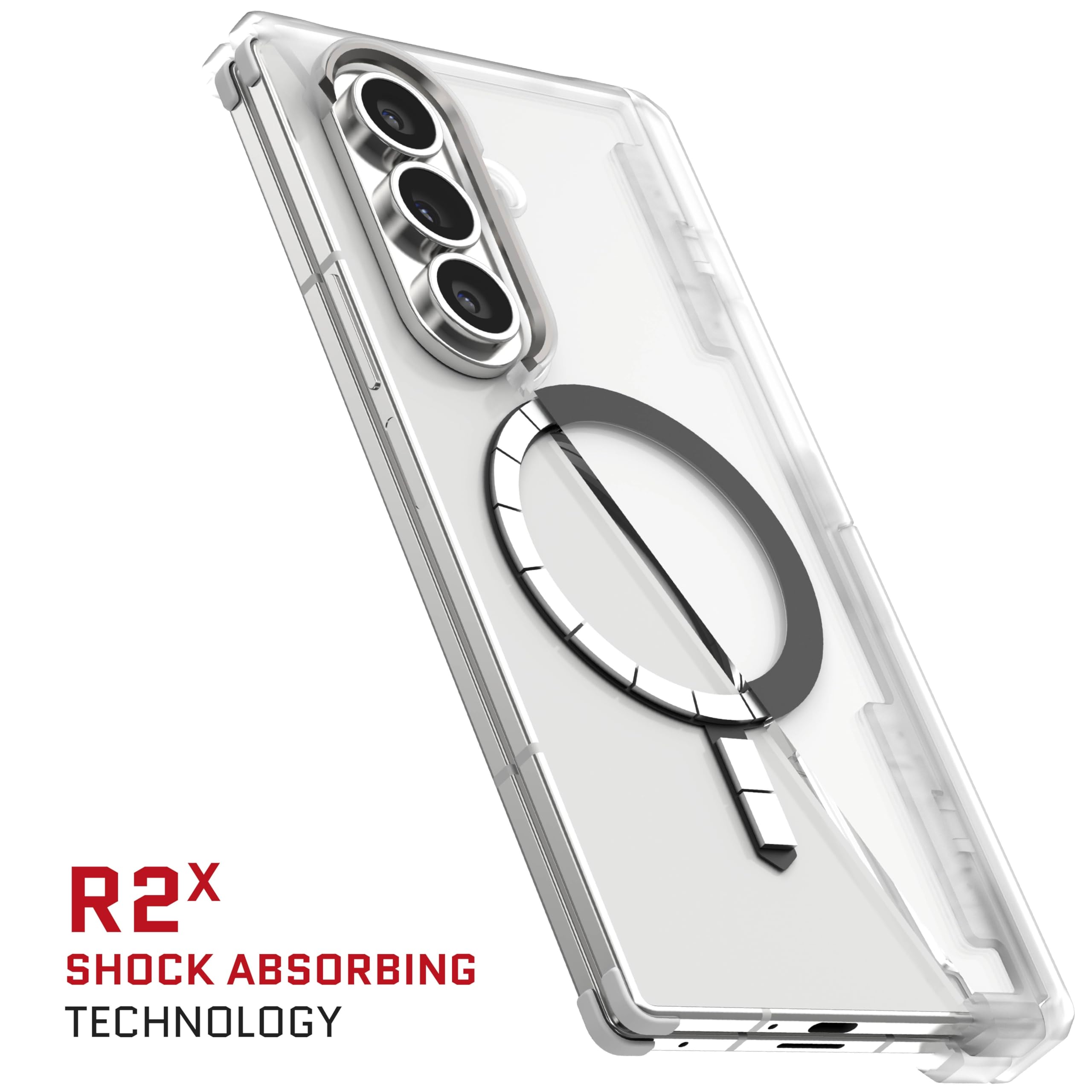 Ghostek Covert - Custodia trasparente per Galaxy Fold 7 con cavalletto integrato, MagSafe e protezione completa della cerniera progettata per Samsung Galaxy Z Fold7 (8") 2025 (trasparente opaco)