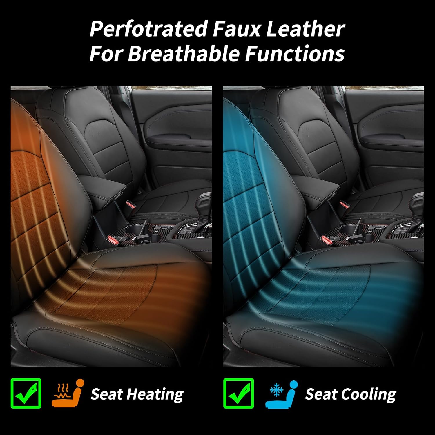 coverdream Forester Seat Covers Custom Fit for 2026 Subaru Forester Limited,Premium,Sport,Touring,Wilderness SUV,Rear w/Cup Holder,Waterproof Faux Leather Car Seat Protector (Full Set,Black)