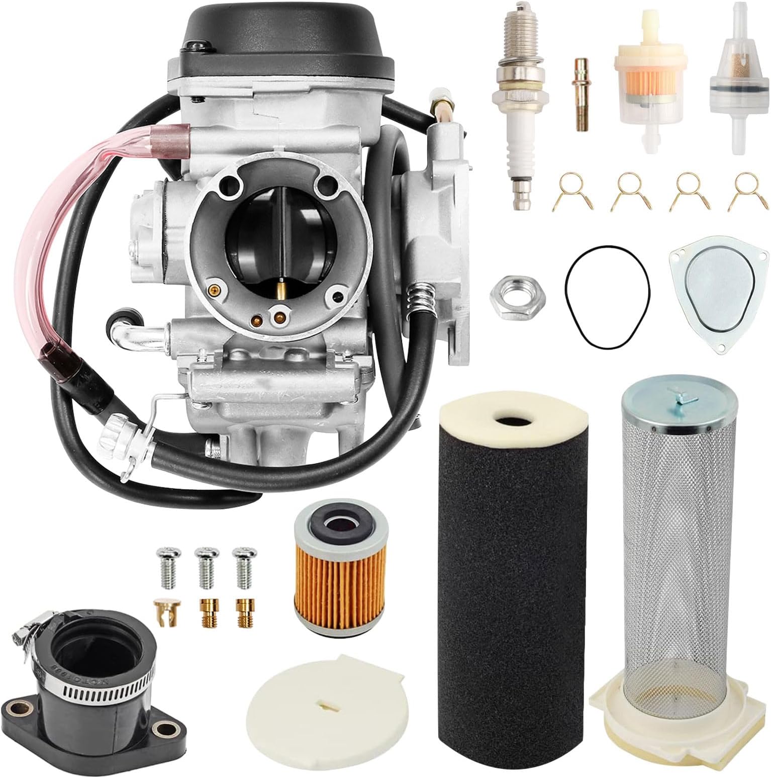 Raptor 350 Carburetor Compatible with Yamaha Raptor350 YFM350 Carb YFM350R YFM350RSE YFM350RSE2 2004-2013 New Carb with Air Filter&Intake Manifold Boot&Air Filter Guide