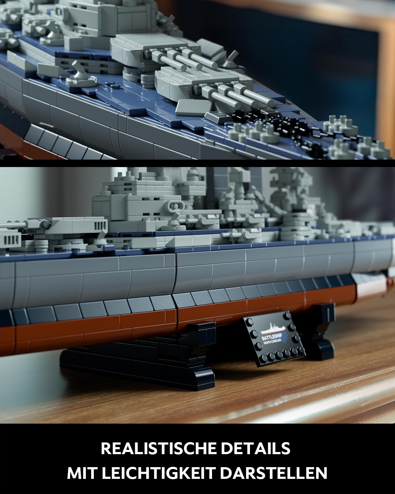 Nifeliz North Battleship Klemmbausteine Schiffe für Erwachsene, ​Militär Modellbausatz Schlachtschiff USS zum Bauen und Ausstellen, Geschenk für Militärbegeisterte Männer (1911 Teile, NF10280)