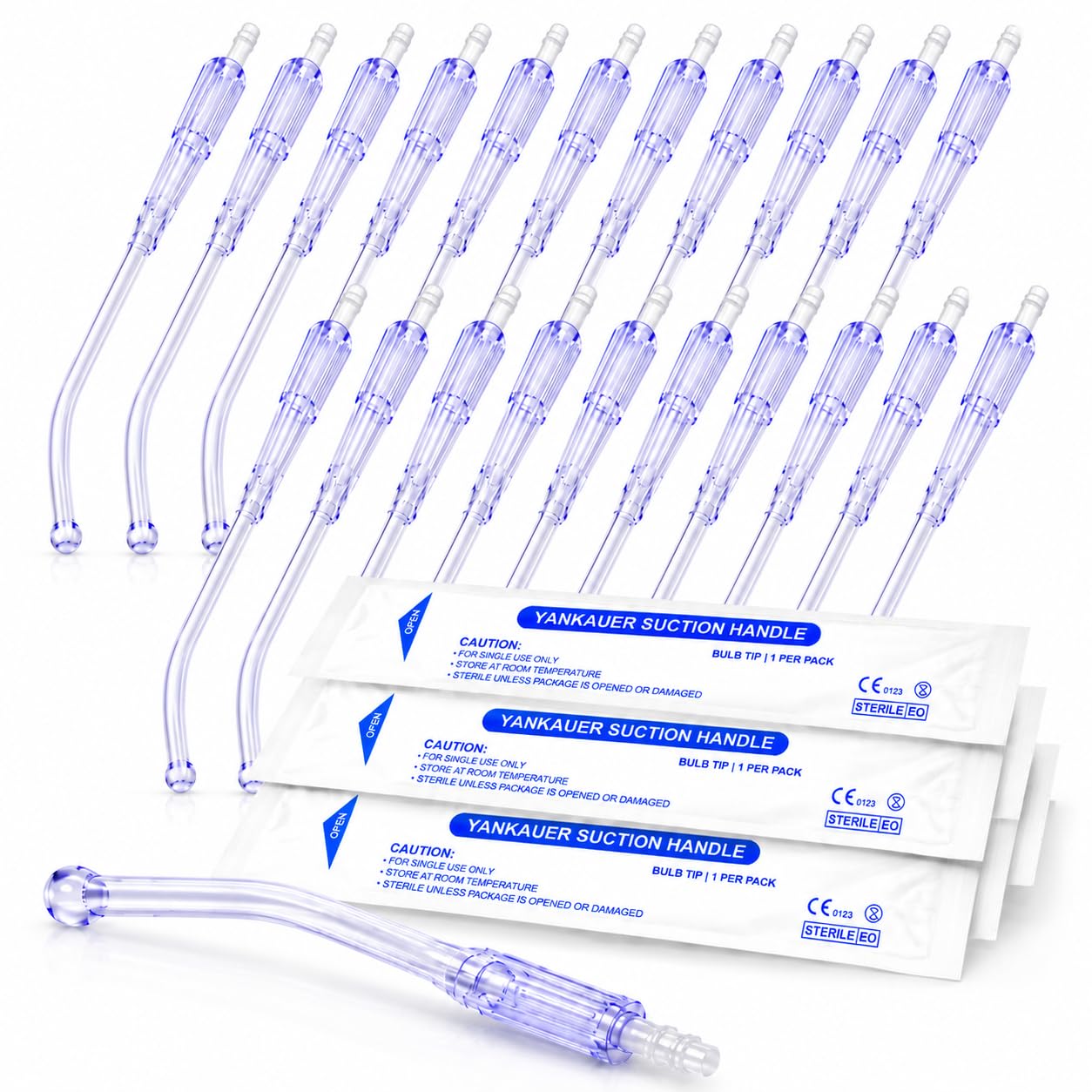 Sterile Bulb Tip Yankauers (Pack of 20) Handles - Bulk Yankauer