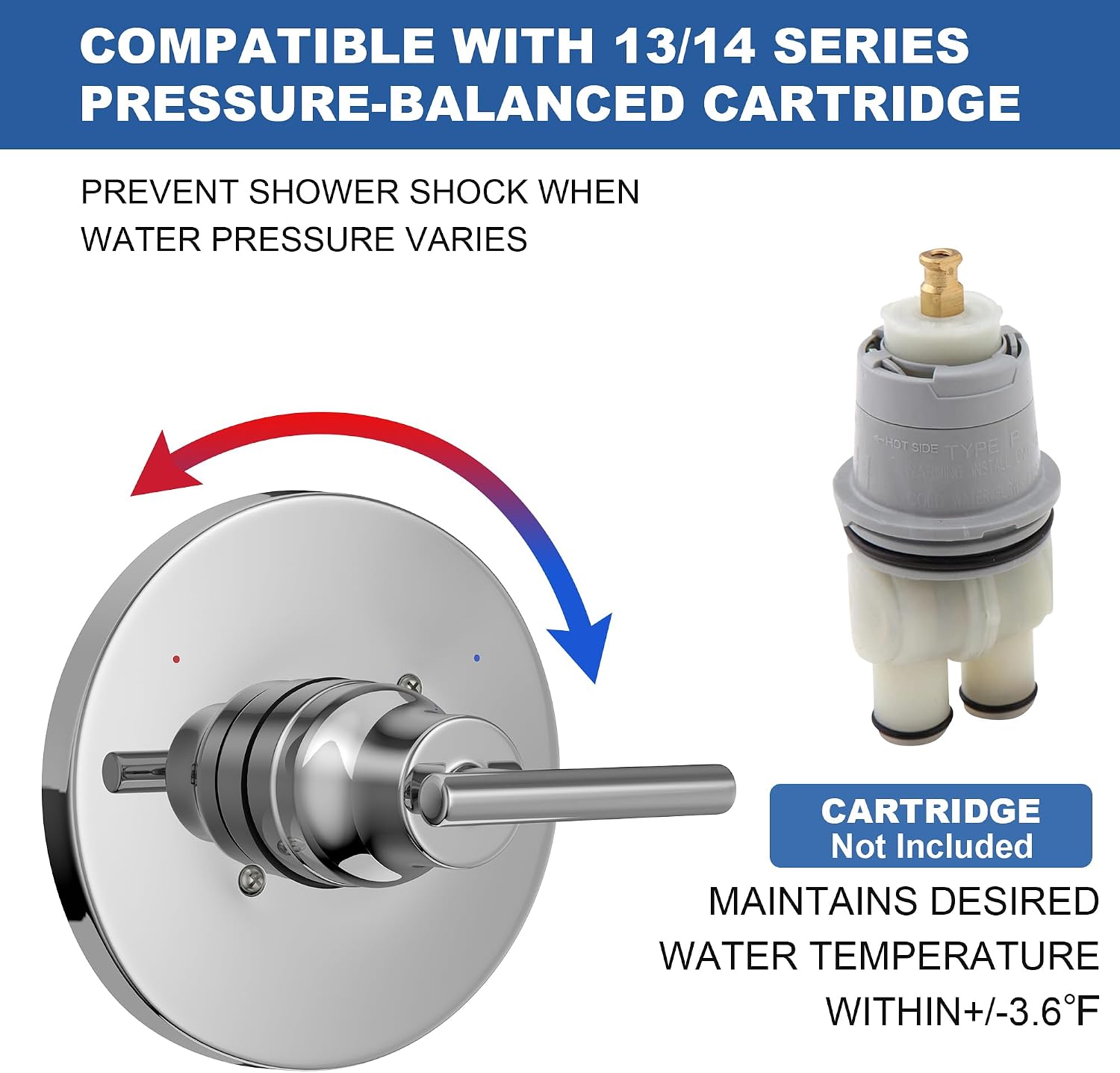 Replacement for Delta Trinsic 14 Series Single-Function Shower Valve Trim Kit, Shower Handle, Chrome Shower Trim Kit T14059 (Cartridge and Valve Not Included)