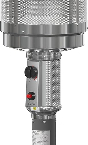 Miniatura 7 de Flash Furniture Sol Patio - Calentador de propano de acero inoxidable gris pizarra de 40,000 BTU con ruedas para uso comercial y residencial, 7.5