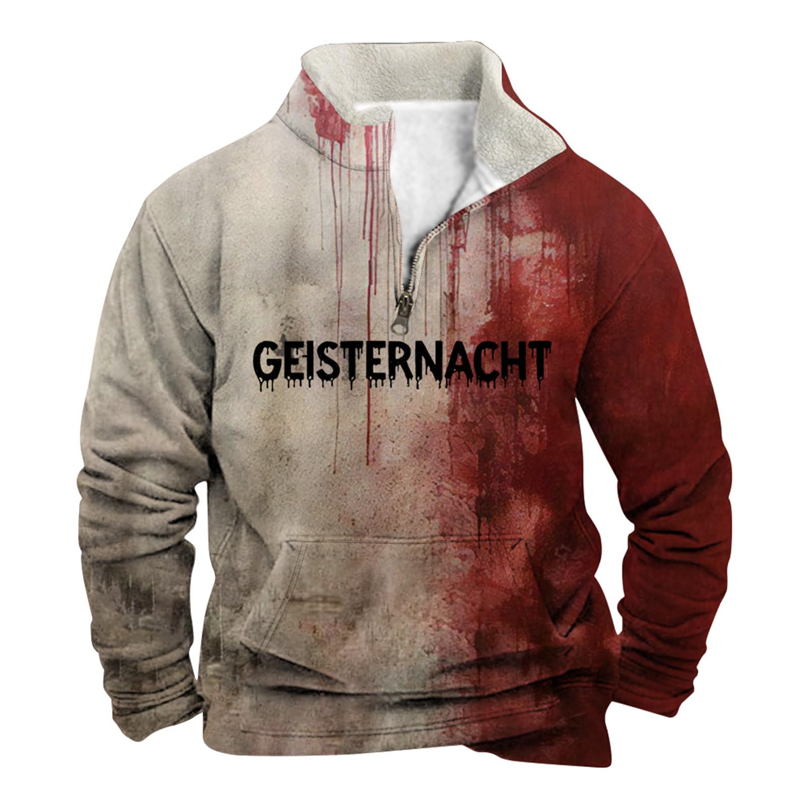 Sweat à Capuche Homme Motif éclaboussures De Sang – Style Halloween Gothique Vintage, Coupe Décontractée - 12