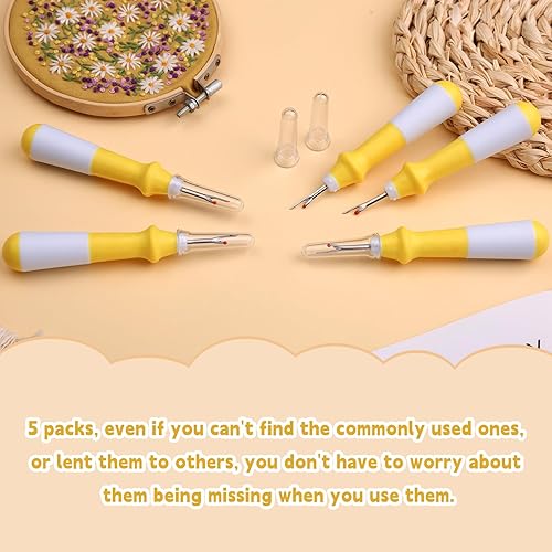 Miniatura 5 de Juego de 5 piezas de desgarrador de costuras de agarre ergonómico, juego de desgarradores de costuras amarillas para coser, herramienta de