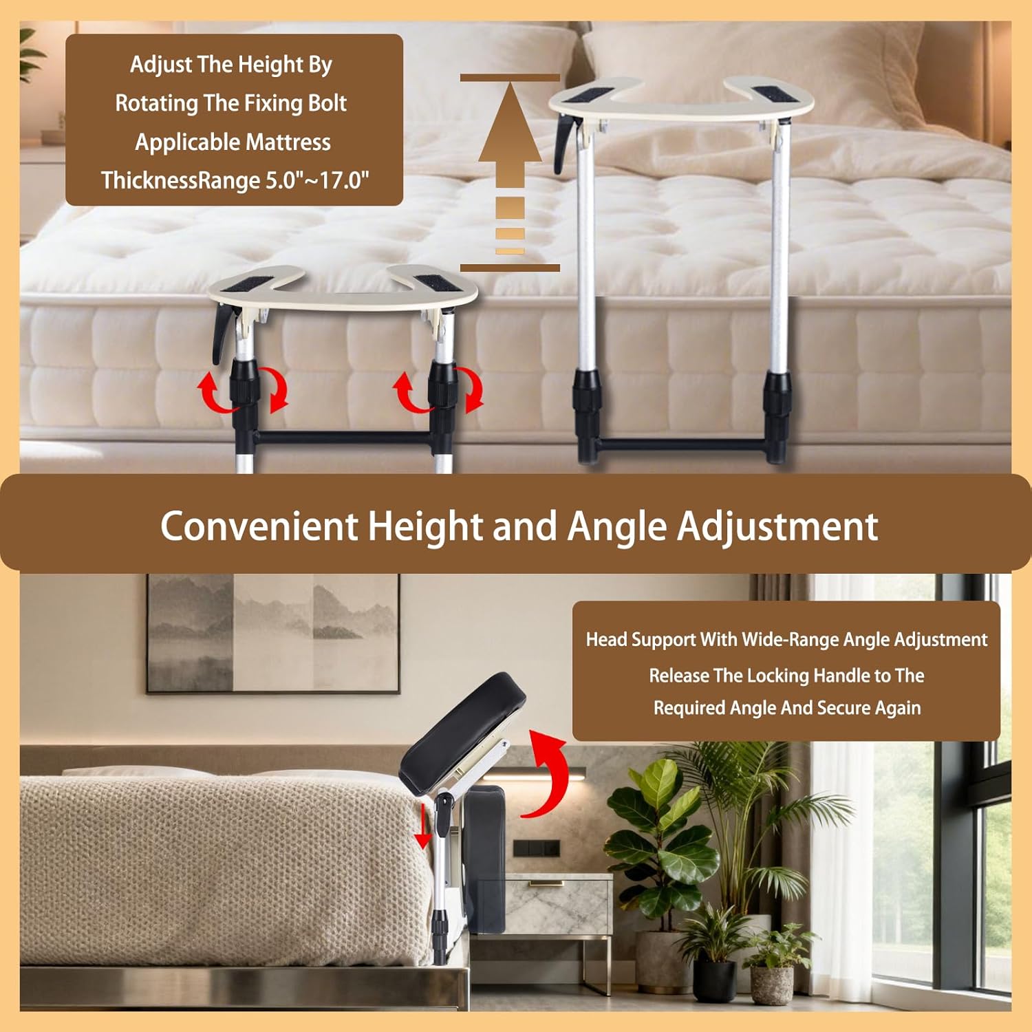 Massage Head Rest for Bed At Home Mattress,Adjustable Face Cradle Pillow for Bed,Face Down Pillow After Eye Surgery,Portable Massage Pillow Face Cradle for Masseur Couple (Black,Adjustable 6-17 in)