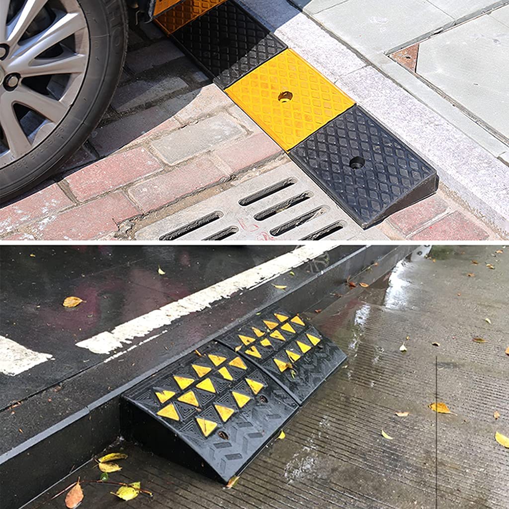 19 cm hohe, strapazierfähige Bordsteinrampe, belastbar bis 5 Tonnen, tragbare Schwellenrampe aus Gummi für Bordsteinstapler, LKW, Busse, Rollstuhl, Scooter-Fahrrad