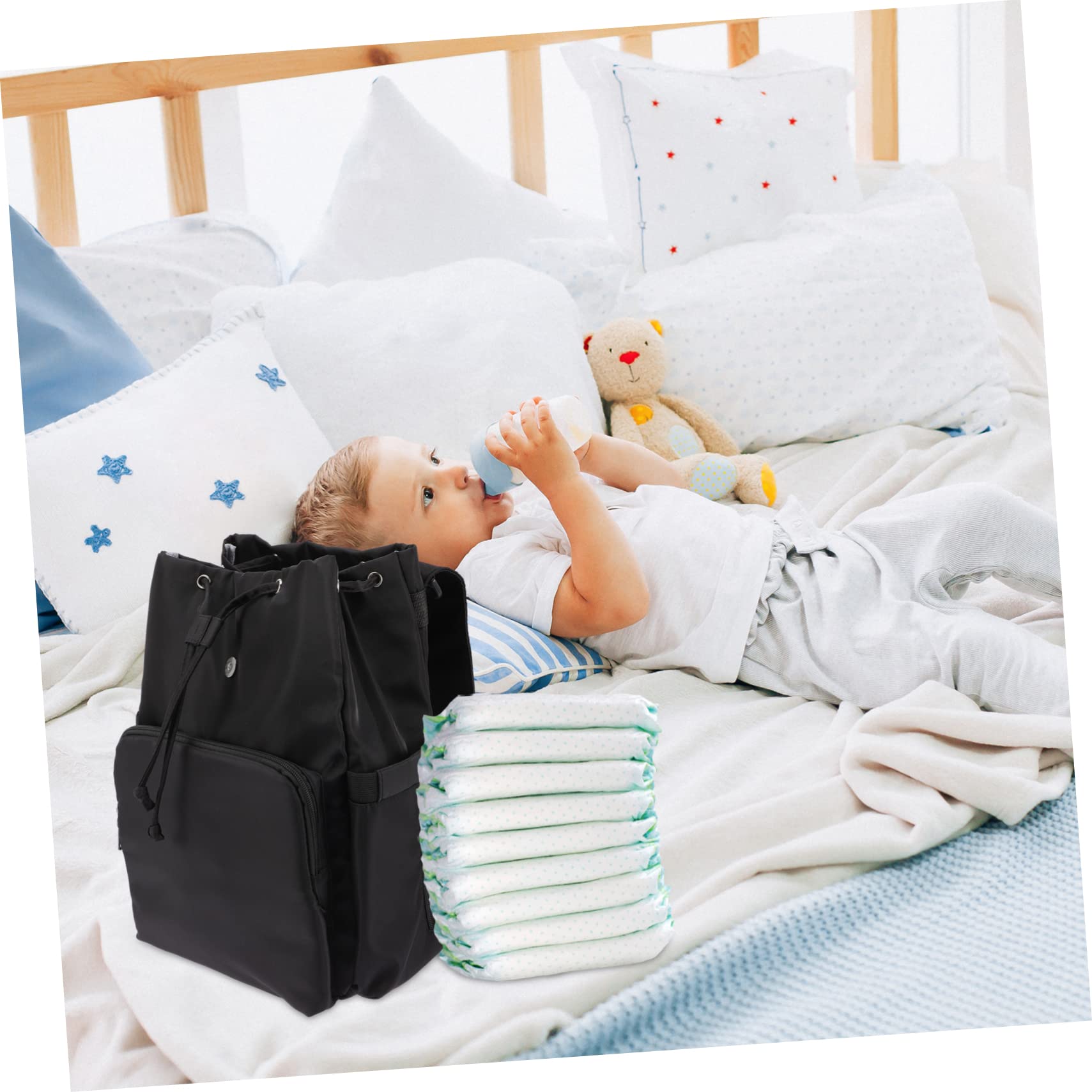 Wickeltasche Rucksack für Kordelzug Wickelrucksack mit Großem Fassungsvermögen für Babyzubehör für Unterwegs Wasserabweisend Langlebig