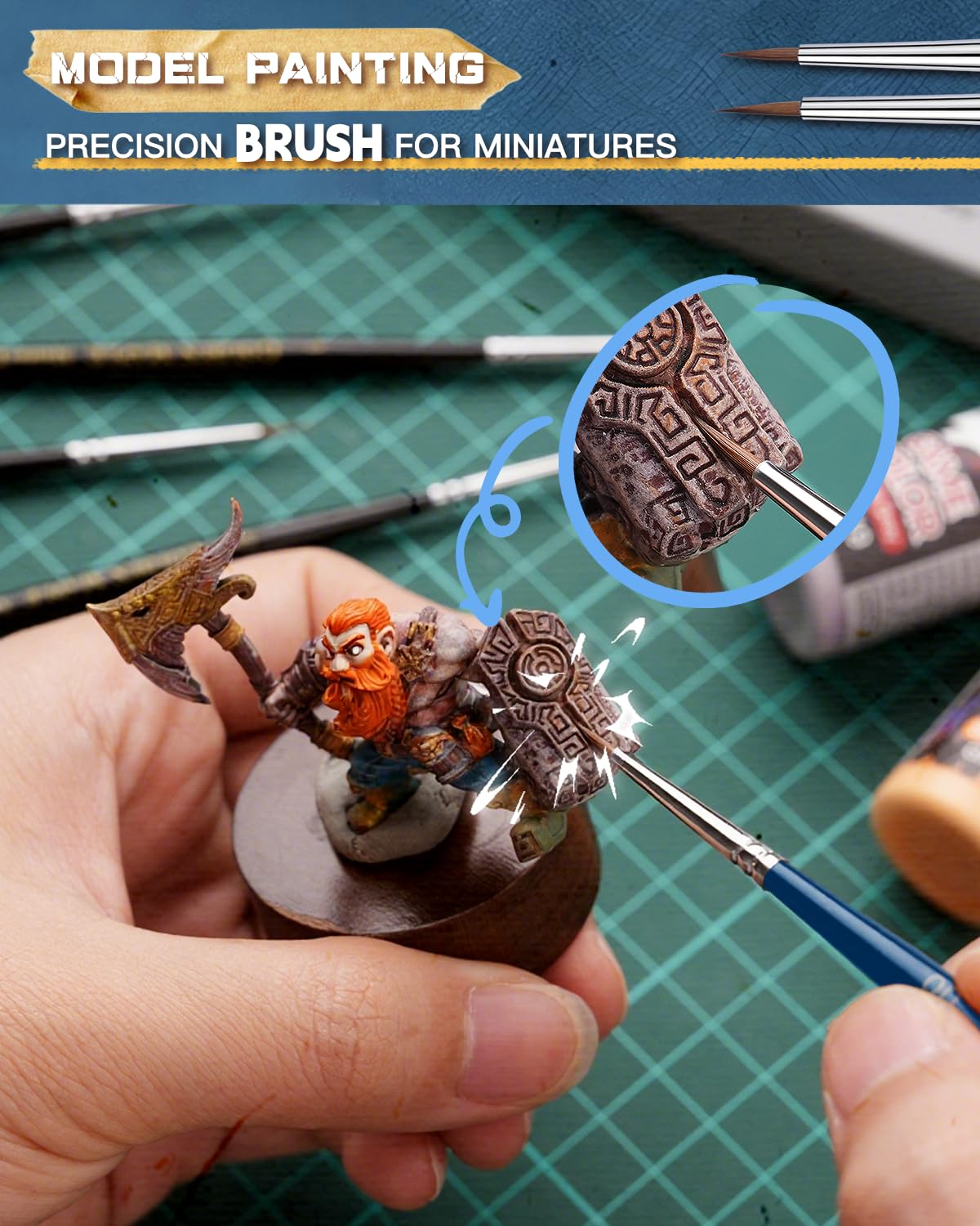 Pincel Kolinsky, pincel en miniatura de arce dorado, cepillo natural profesional con punta redonda para modelos, detalles de acuarela, pintura acrílica, tamaño 2 1 0 00 5/0
