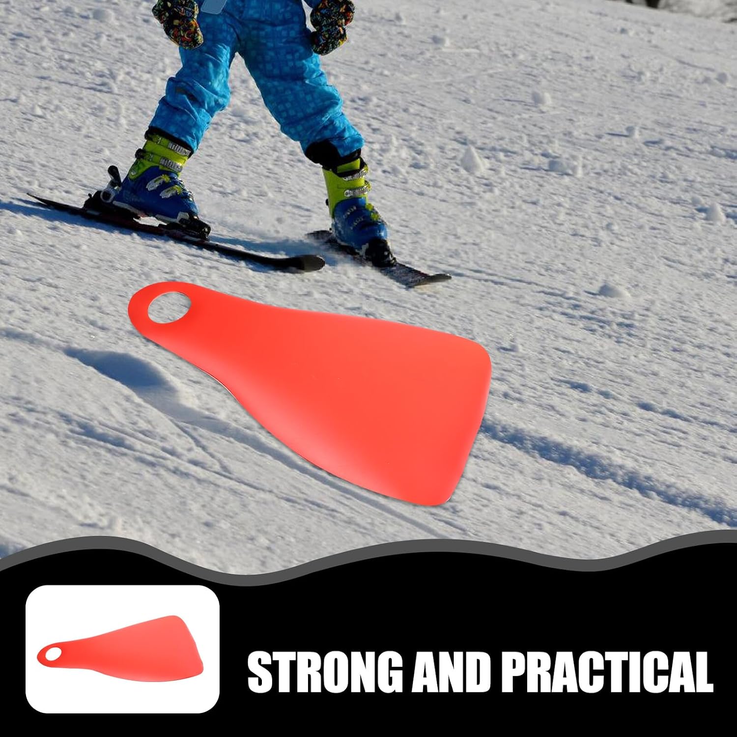 VICASKY Outdoor Plastic Skiing Board and Snow Sled, Foldable Red Sliding Plate with Lightweight Design for Winter Sledding and Outdoor Recreation