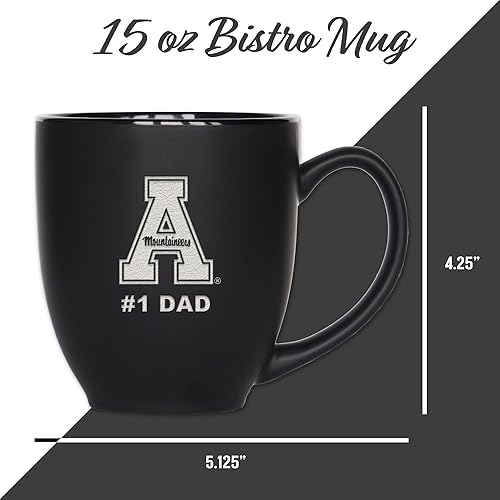 Miniatura 18 de Rico Industries NCAA #1 Dad - Taza bistró de cerámica negra mate grabada con láser, de 15 onzas, para bebidas calientes o frías Troyanos del Sur