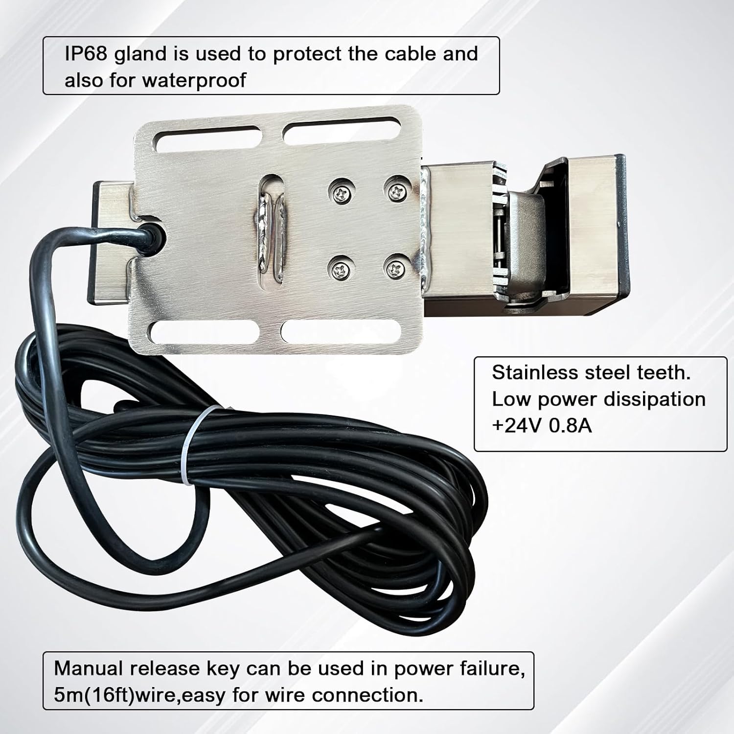 Stainless Steel Automatic Electric Gate Lock for DC24V Swing Gate Opener Gate Operator System Device Safe Security Gate Lock