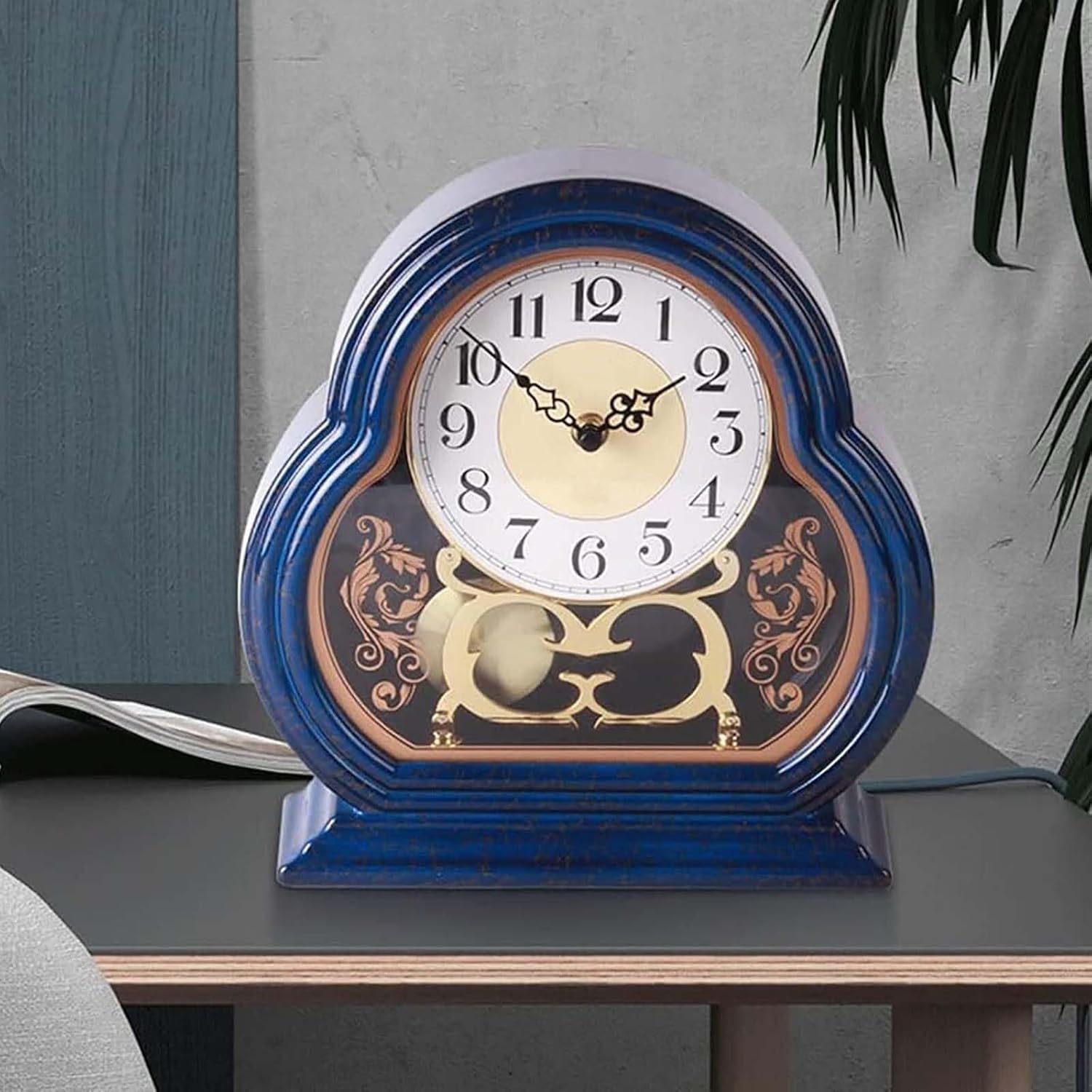 Retro Standing Clock Mantel Clocks, Silent Decorative Wood Mantle, Antique Vintage Wooden Design