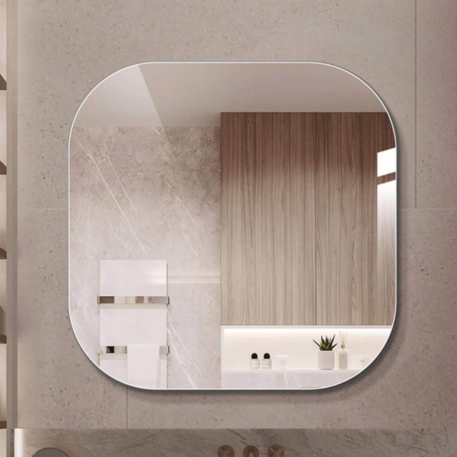 Miroir salle de bain 70cm en verre trempé incassable et net