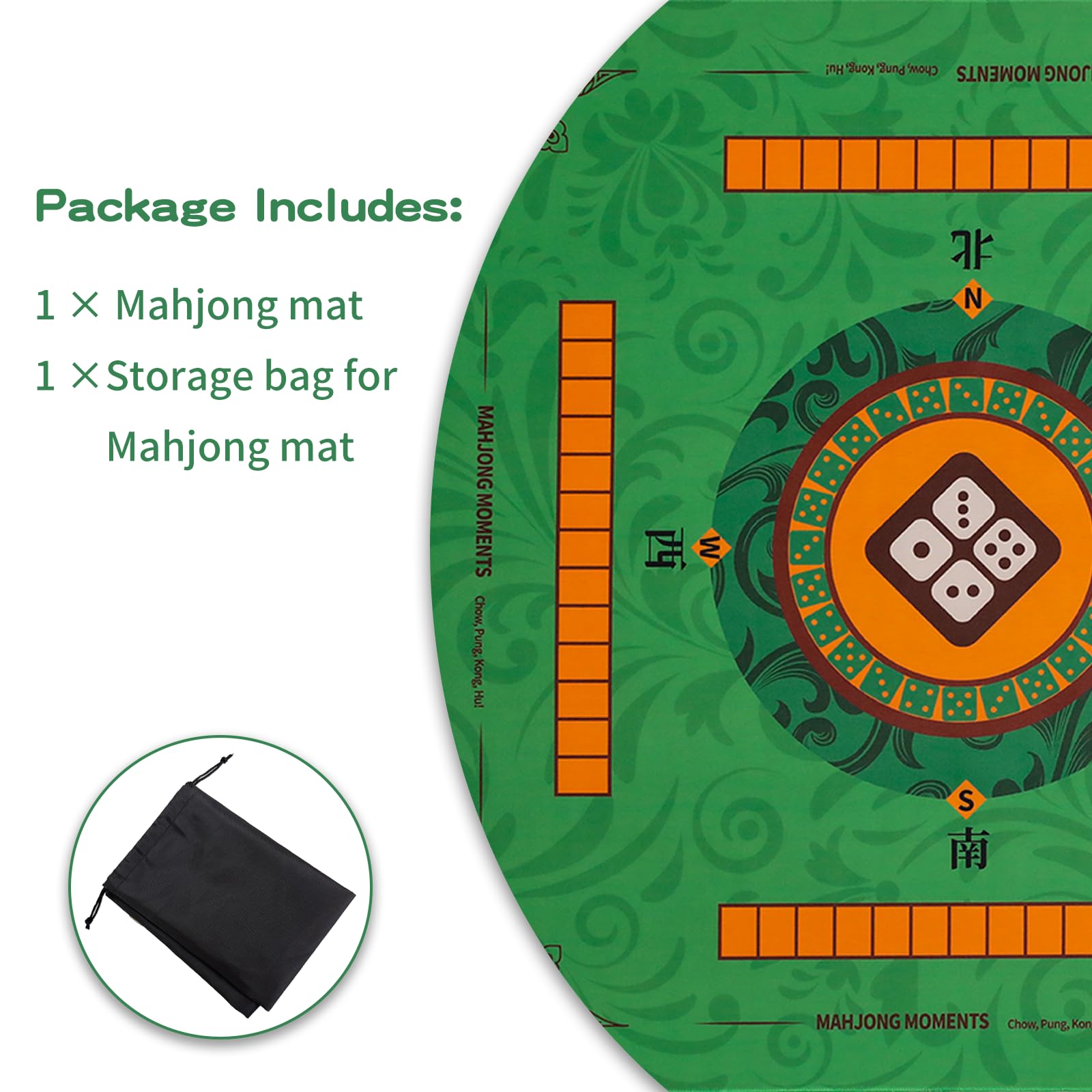 Condition photo showing New/Like New for 35.4 * 35.4 inches anti-slip and noise-reducing mahjong mat, large-sized game mahjong table mat,with a black storage bag, suitable for mahjong, poker, card games, dominoes(green)